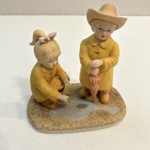 Vtg. Denim Days Puddle Jumpers Figurine #88013-99 Children Statue Home Interiors